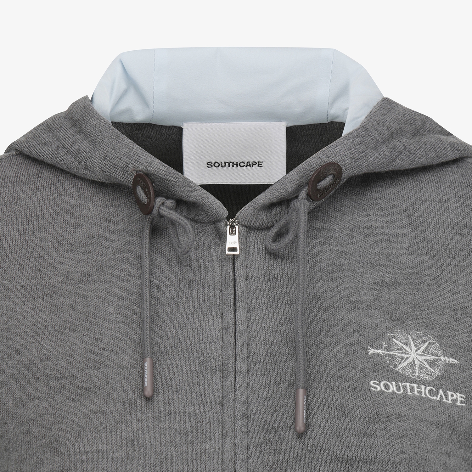 여성 사우스크로스 배색 포인트 후드 집업_그레이