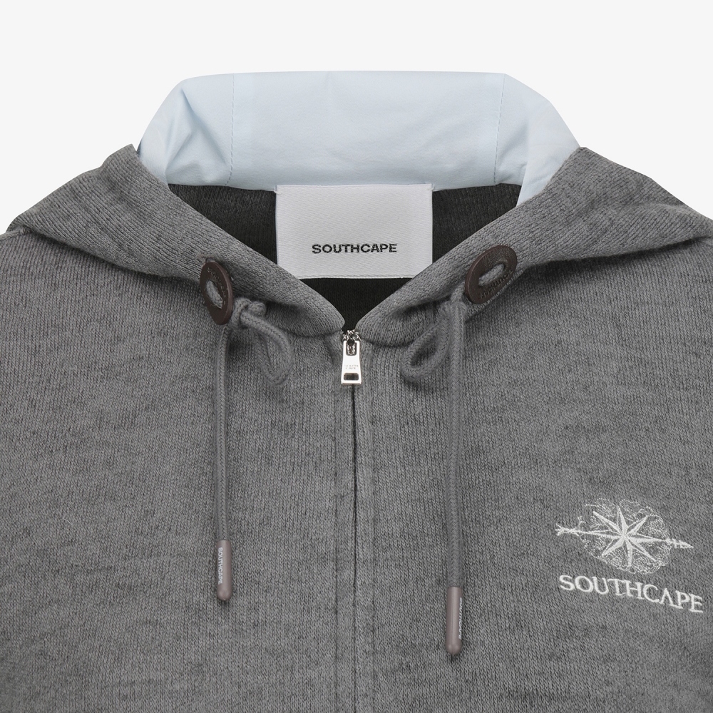 여성 사우스크로스 배색 포인트 후드 집업_그레이