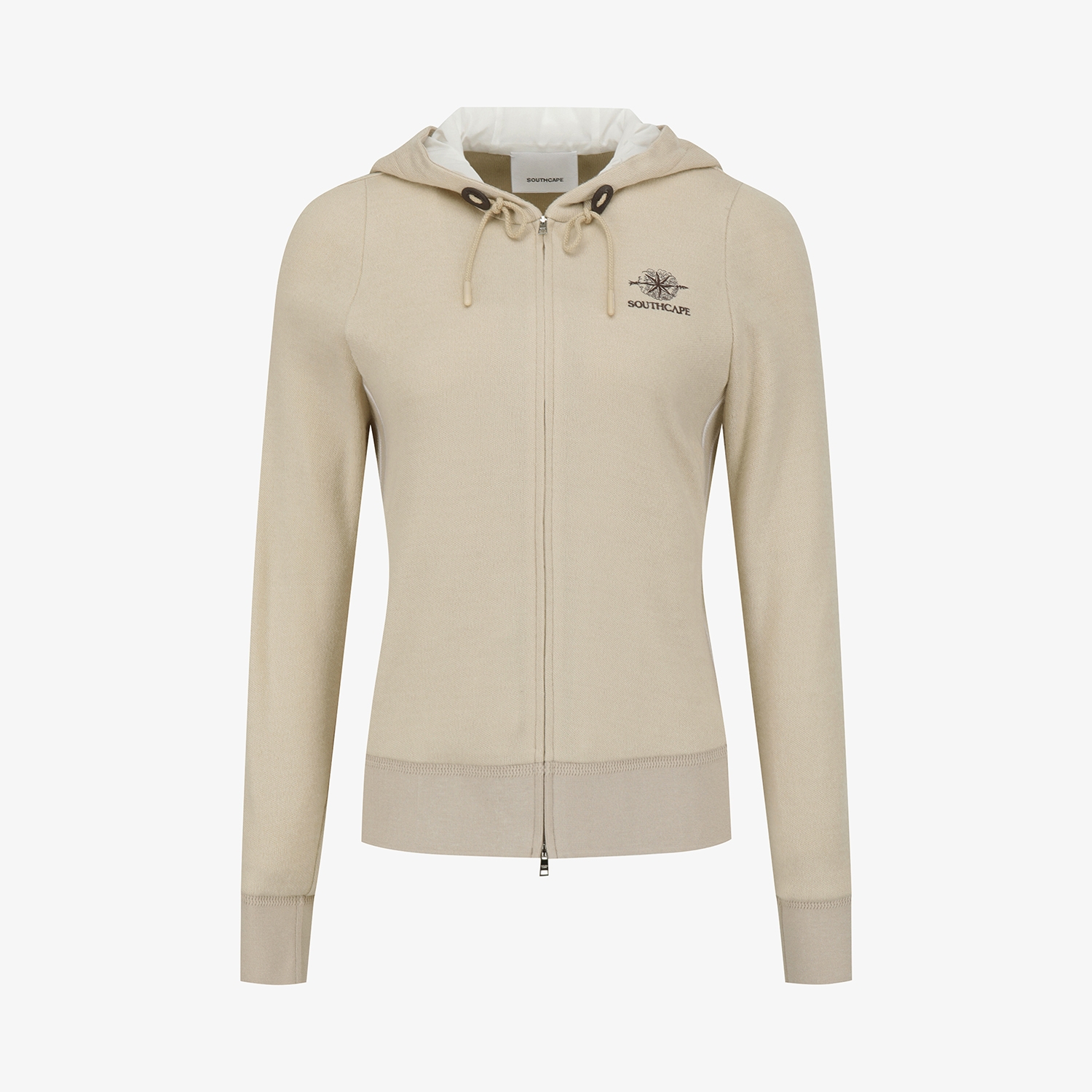 여성 사우스크로스 배색 포인트 후드 집업_라이트 베이지