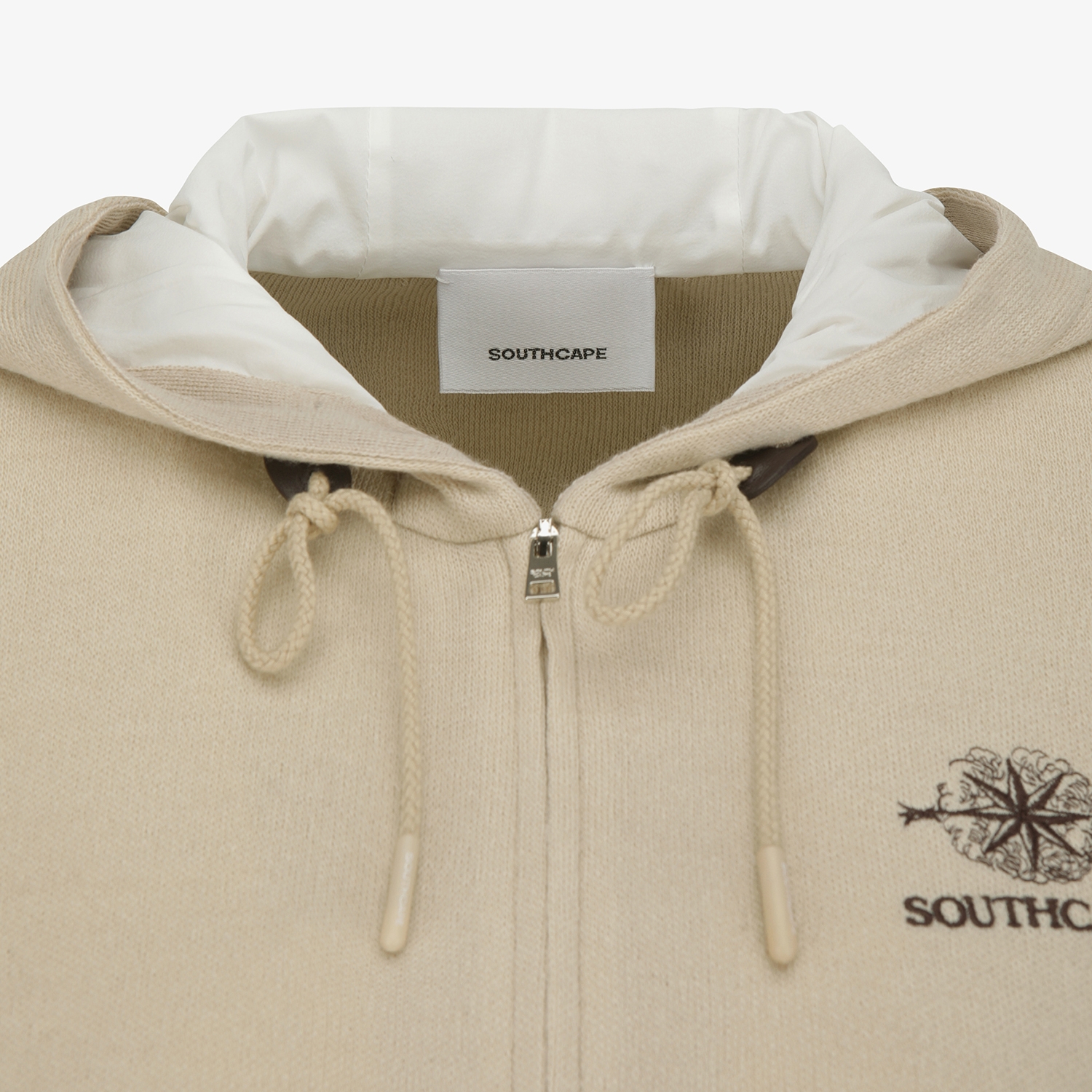 여성 사우스크로스 배색 포인트 후드 집업_라이트 베이지