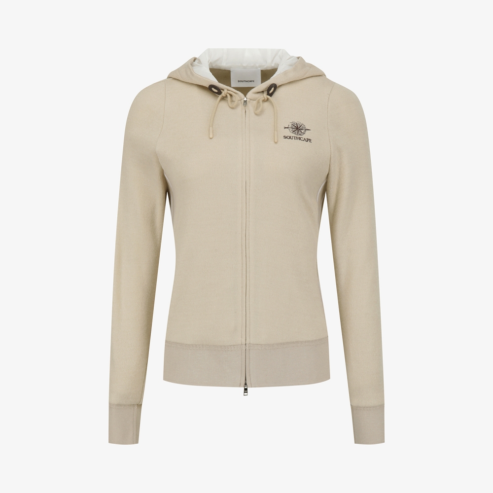 여성 사우스크로스 배색 포인트 후드 집업_라이트 베이지