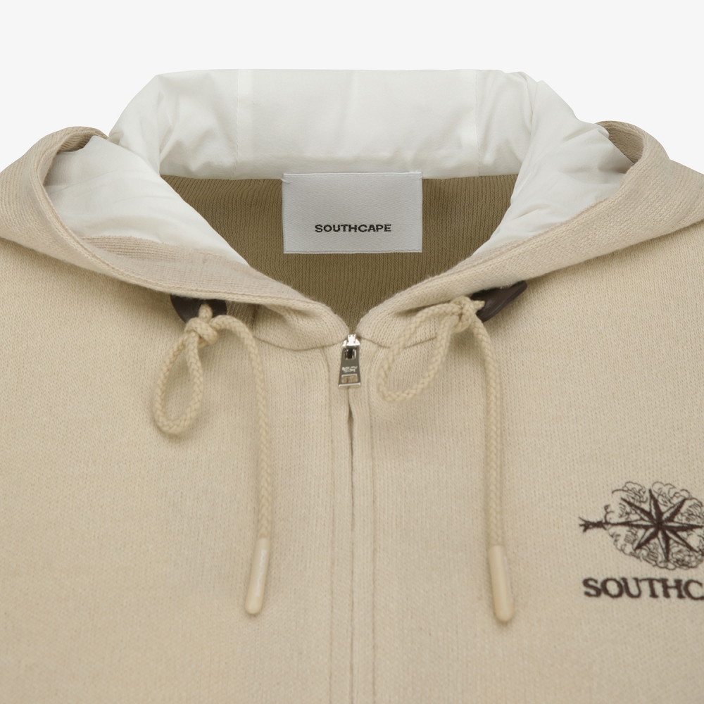 여성 사우스크로스 배색 포인트 후드 집업_라이트 베이지