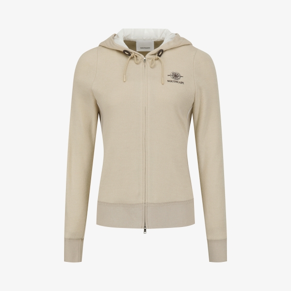 여성 사우스크로스 배색 포인트 후드 집업_라이트 베이지