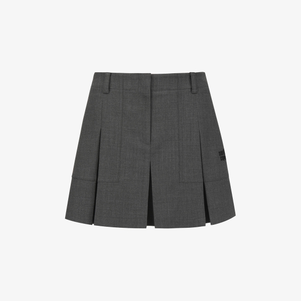 사우스케이프 여성 울 멜란지 절개 포인트 스커트_멜란지 그레이