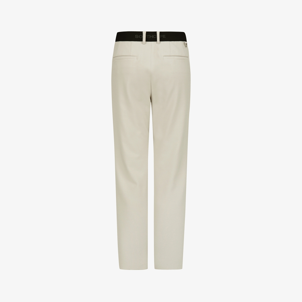 사우스케이프 남성 로고 패치 기모 레귤러핏 팬츠_라이트 베이지