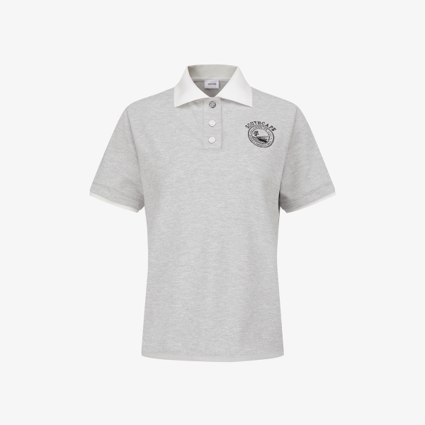 사우스케이프 여성 선라이즈 하우스 배색 카라 티셔츠_라이트 그레이