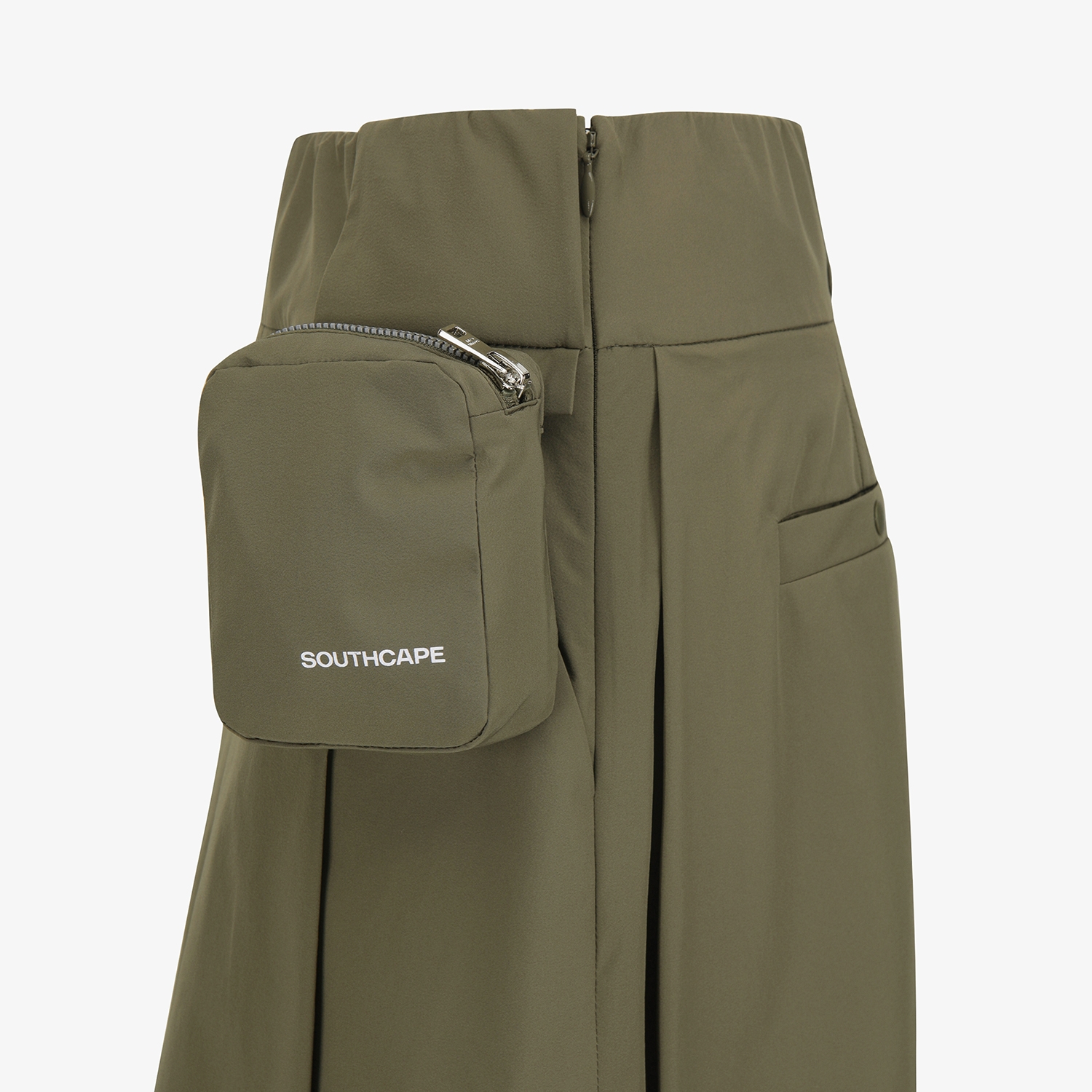 사우스케이프 여성 포켓 플리츠 큐롯 팬츠_카키