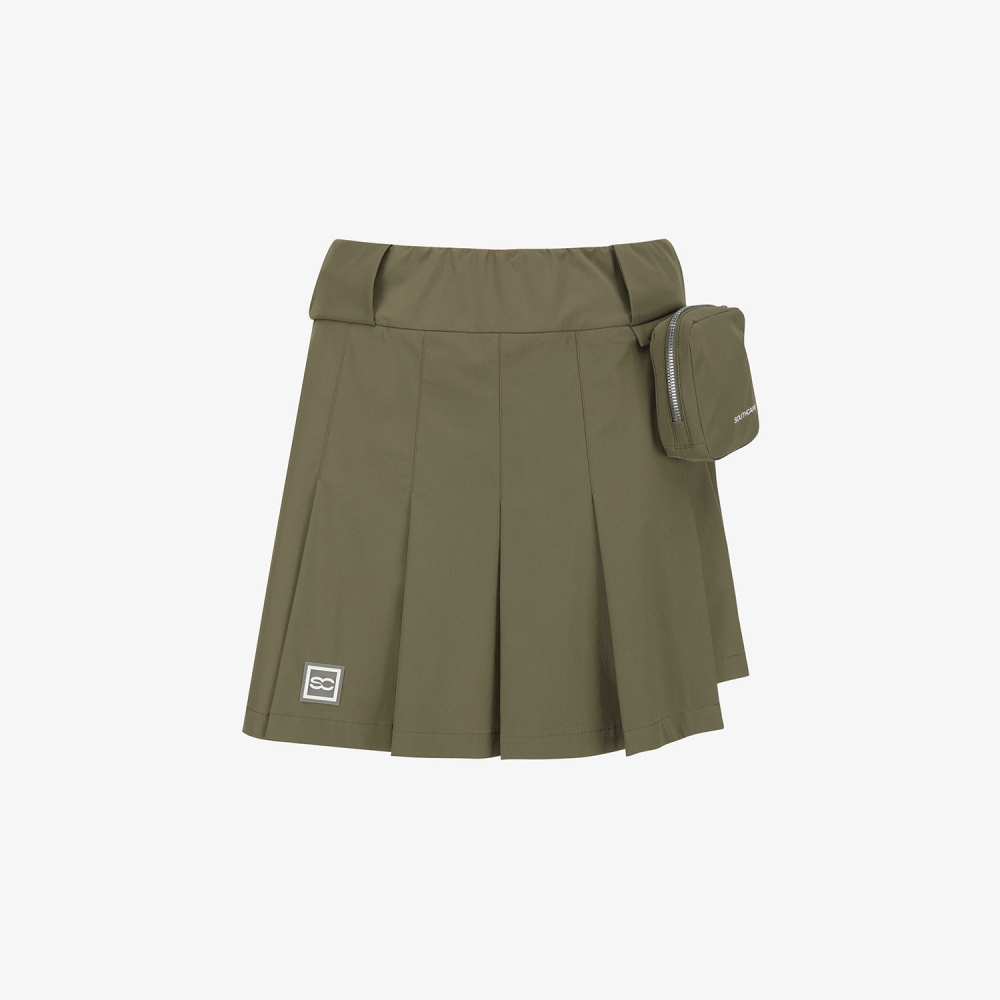 사우스케이프 여성 포켓 플리츠 큐롯 팬츠_카키