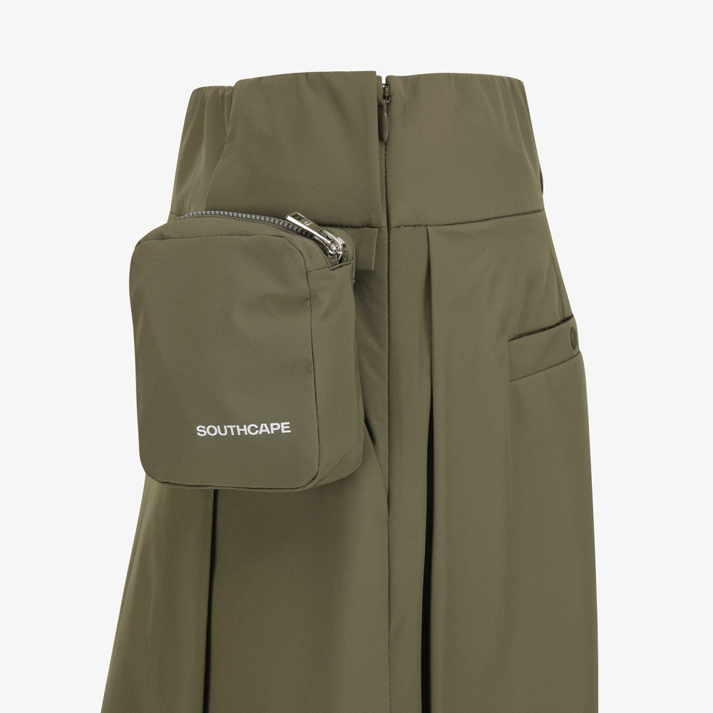 사우스케이프 여성 포켓 플리츠 큐롯 팬츠_카키