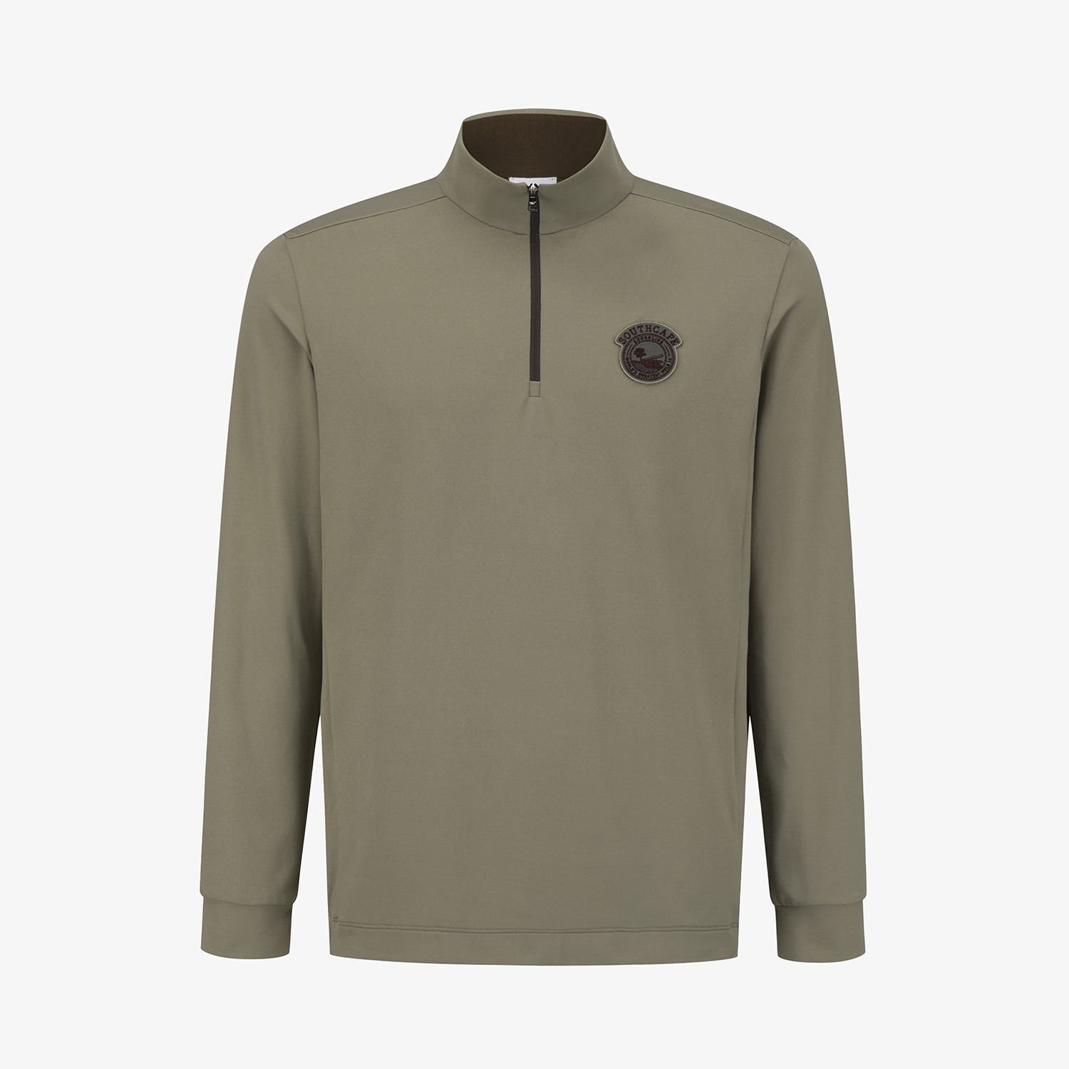 사우스케이프 남성 선라이즈 하우스 와펜 하프넥 집업 티셔츠_카키 베이지