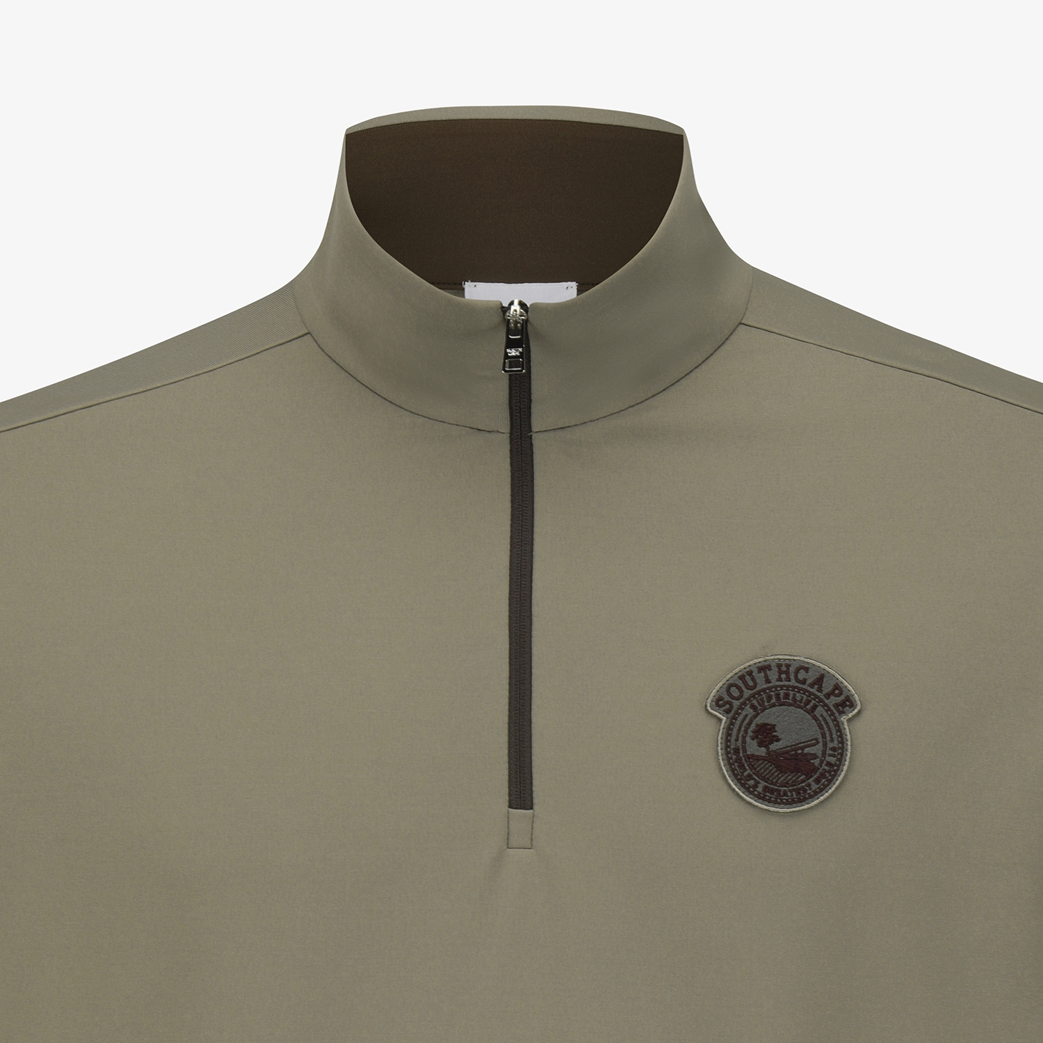 사우스케이프 남성 선라이즈 하우스 와펜 하프넥 집업 티셔츠_카키 베이지