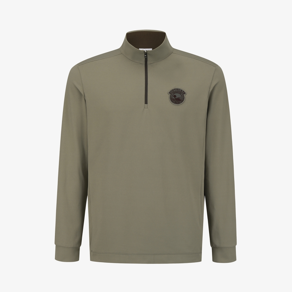 사우스케이프 남성 선라이즈 하우스 와펜 하프넥 집업 티셔츠_카키 베이지