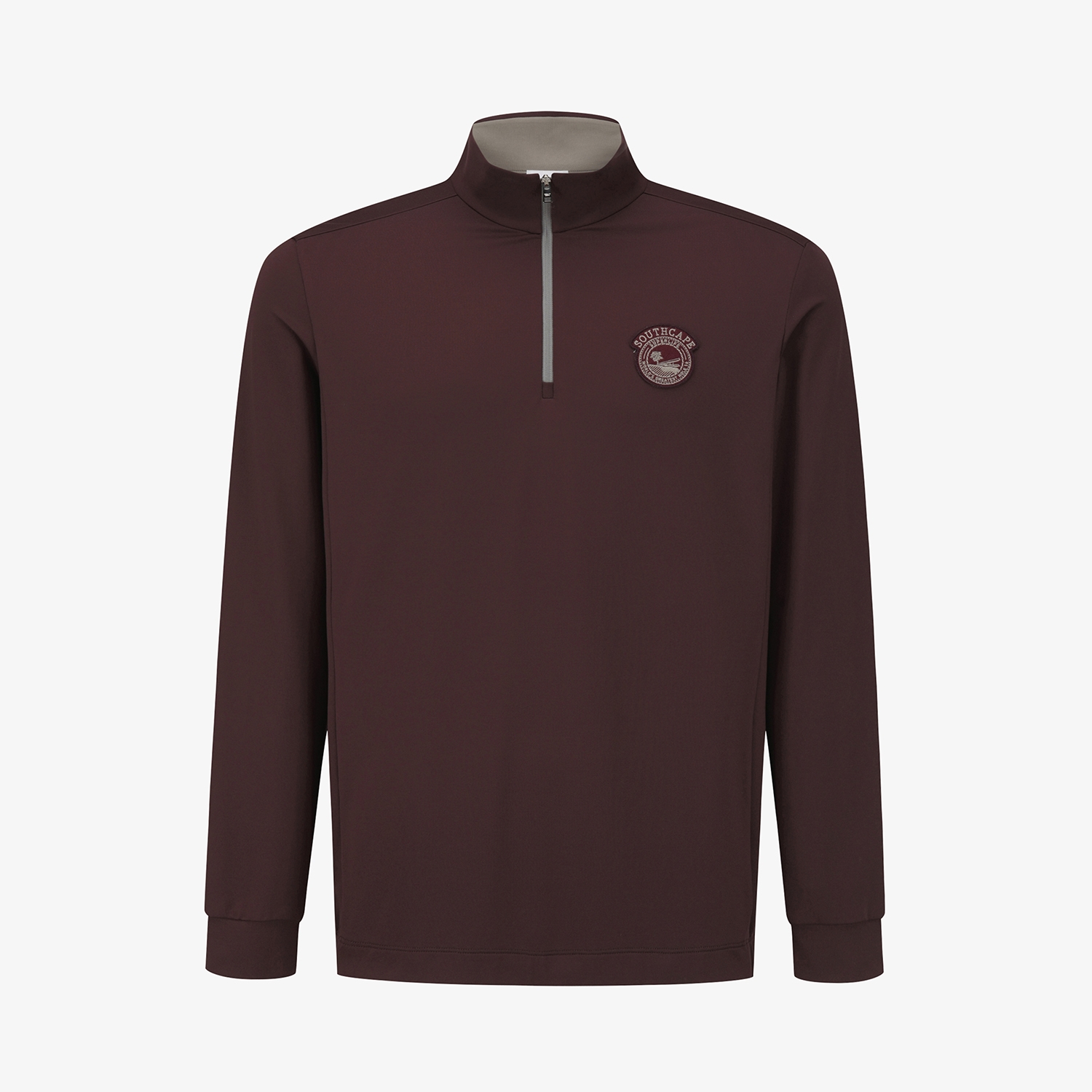 사우스케이프 남성 선라이즈 하우스 와펜 하프넥 집업 티셔츠_와인