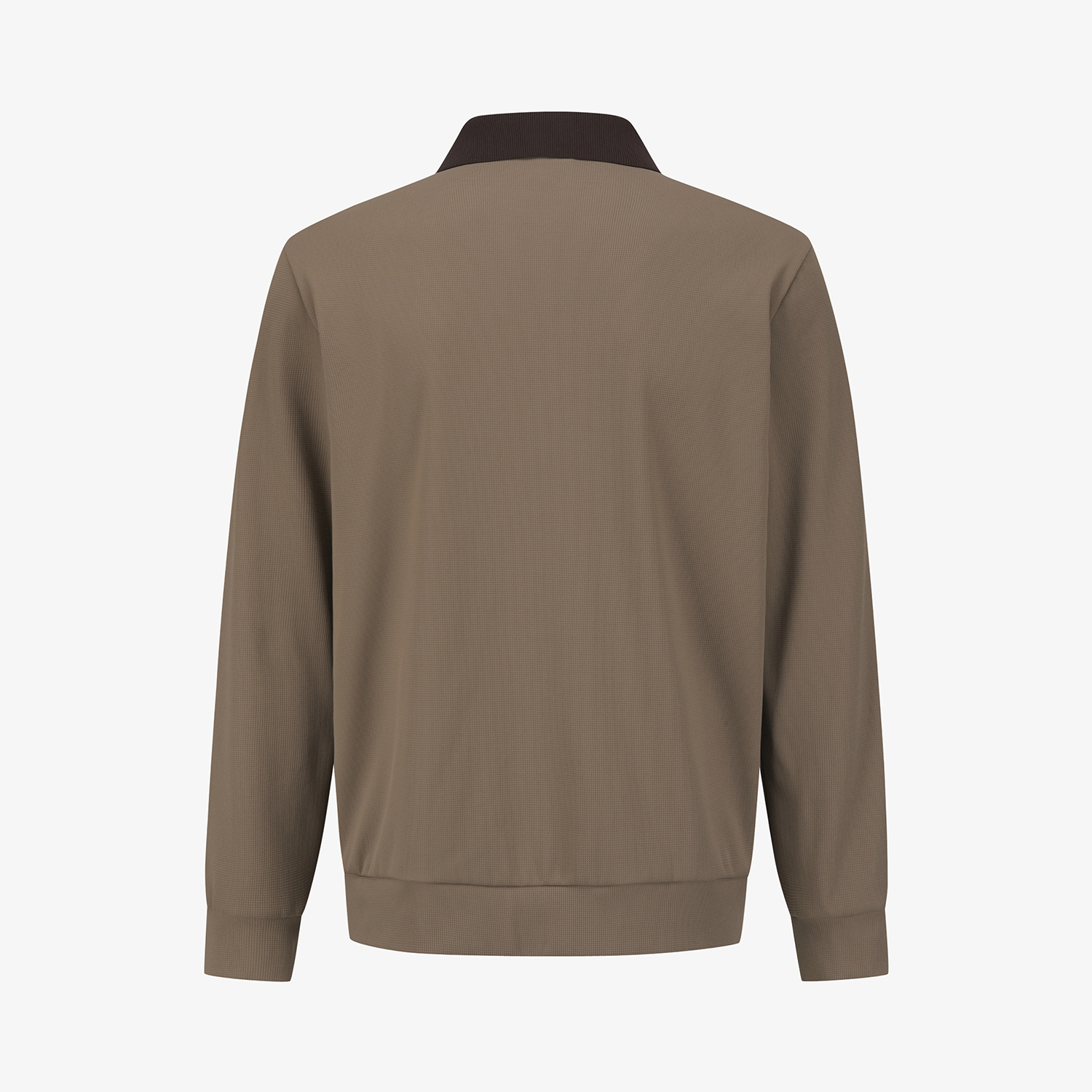 사우스케이프 남성 버디 배색 카라 긴팔 티셔츠_다크 베이지