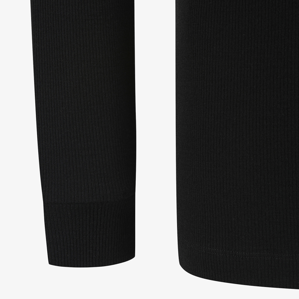 남성 사우스크로스 골지 배색 카라 긴팔 티셔츠_블랙