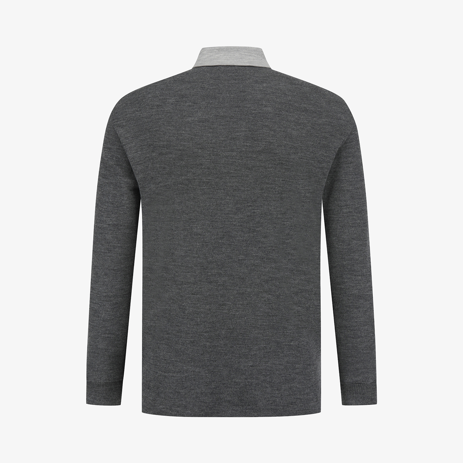 남성 사우스크로스 골지 배색 카라 긴팔 티셔츠_다크 그레이