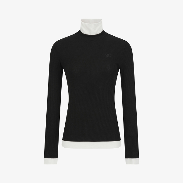 사우스케이프 여성 캐시미어 하이넥 티셔츠_블랙