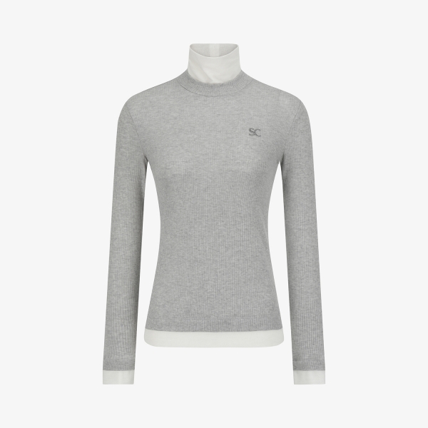 사우스케이프 여성 캐시미어 하이넥 티셔츠_라이트 그레이
