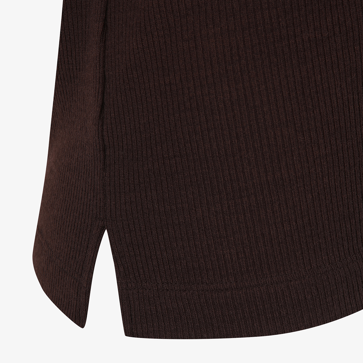 사우스케이프 여성 레이어드 울 카라 골지 티셔츠_브라운