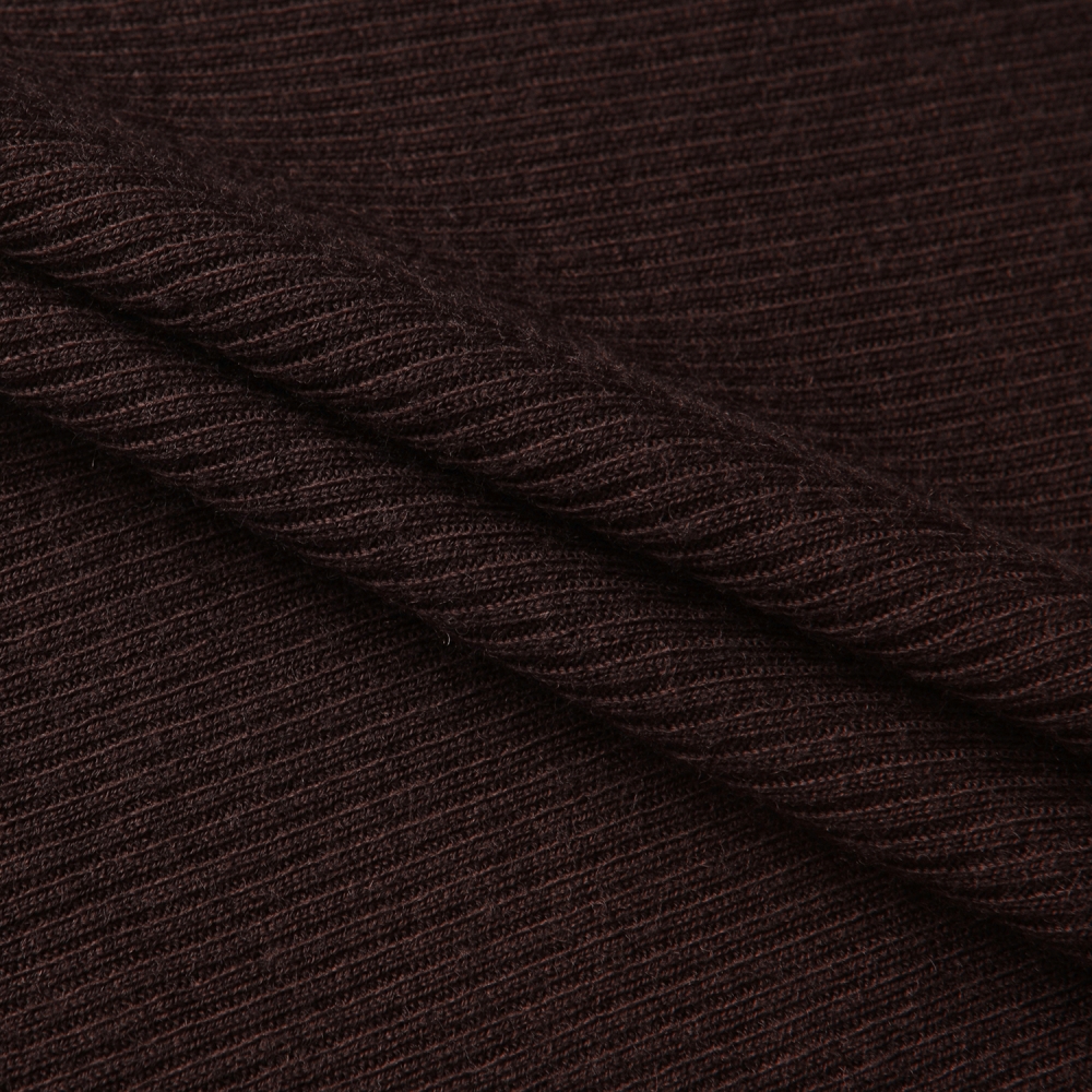 사우스케이프 여성 레이어드 울 카라 골지 티셔츠_브라운