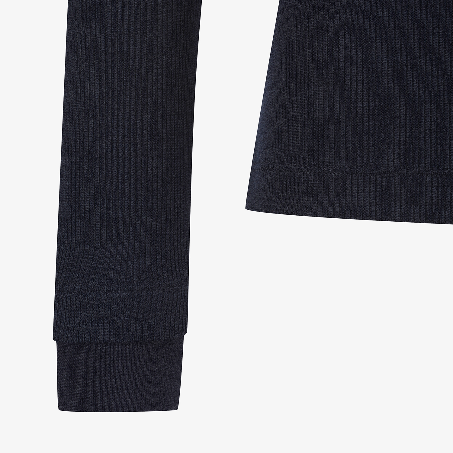 사우스케이프 여성 레이어드 울 카라 골지 티셔츠_네이비