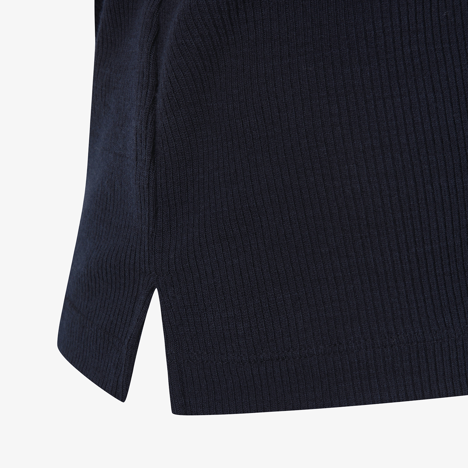 사우스케이프 여성 레이어드 울 카라 골지 티셔츠_네이비