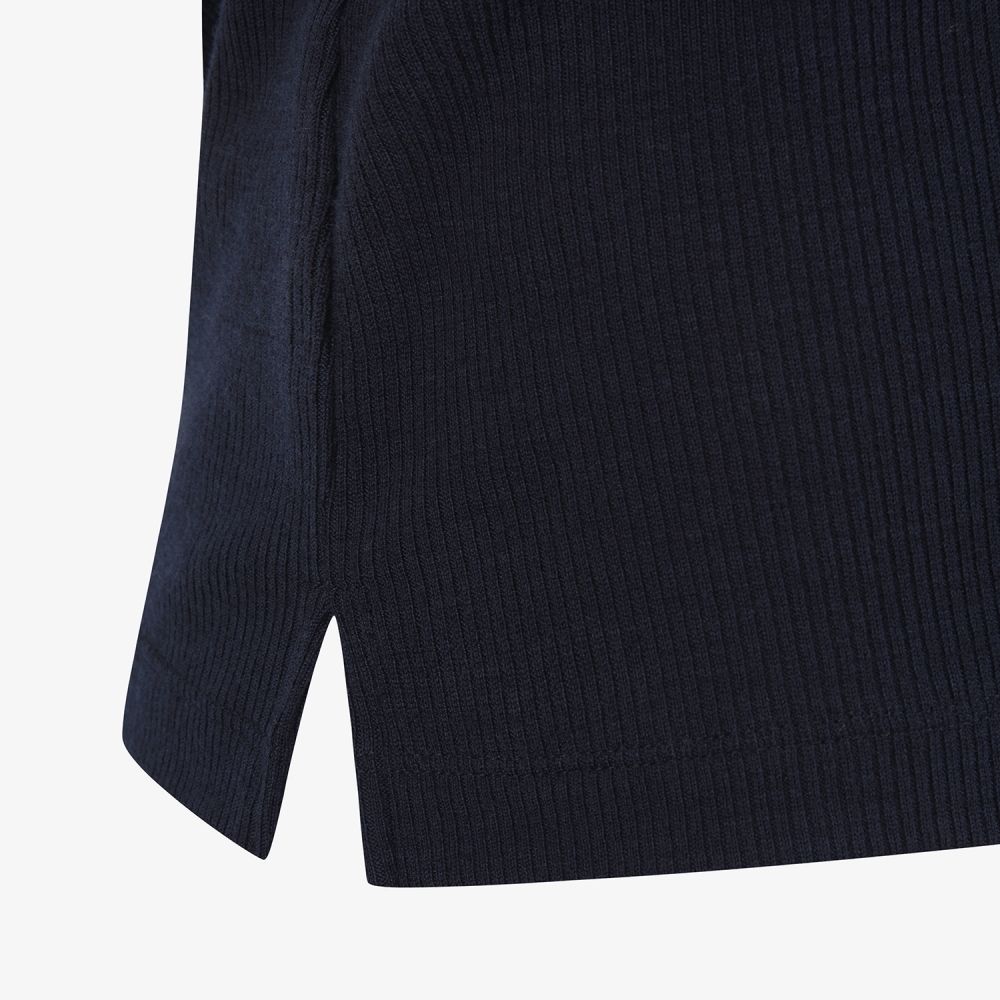 사우스케이프 여성 레이어드 울 카라 골지 티셔츠_네이비