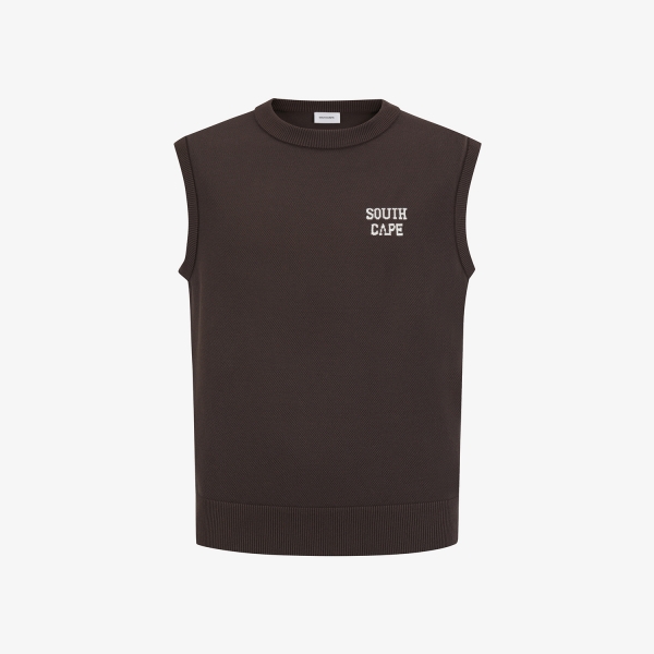 사우스케이프 남성 라운드넥 니트 베스트_브라운