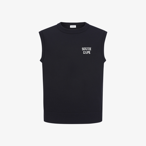 사우스케이프 남성 라운드넥 니트 베스트_네이비