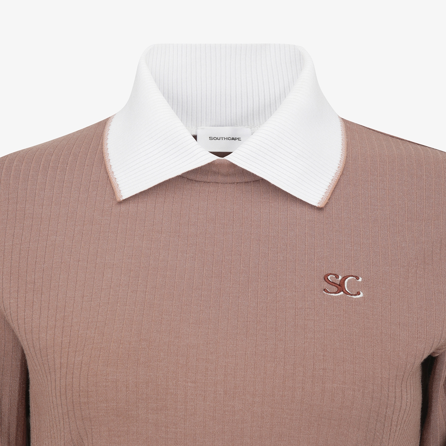 사우스케이프 여성 소프트 터치 골지 카라 티셔츠_다크 핑크