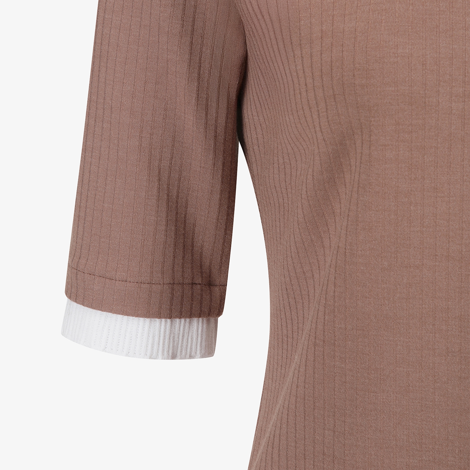 사우스케이프 여성 소프트 터치 골지 카라 티셔츠_다크 핑크