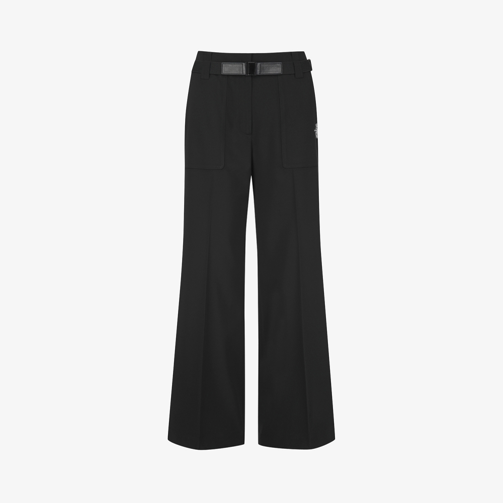 여성 사우스크로스 벨티드 슬림 부츠컷 팬츠_블랙