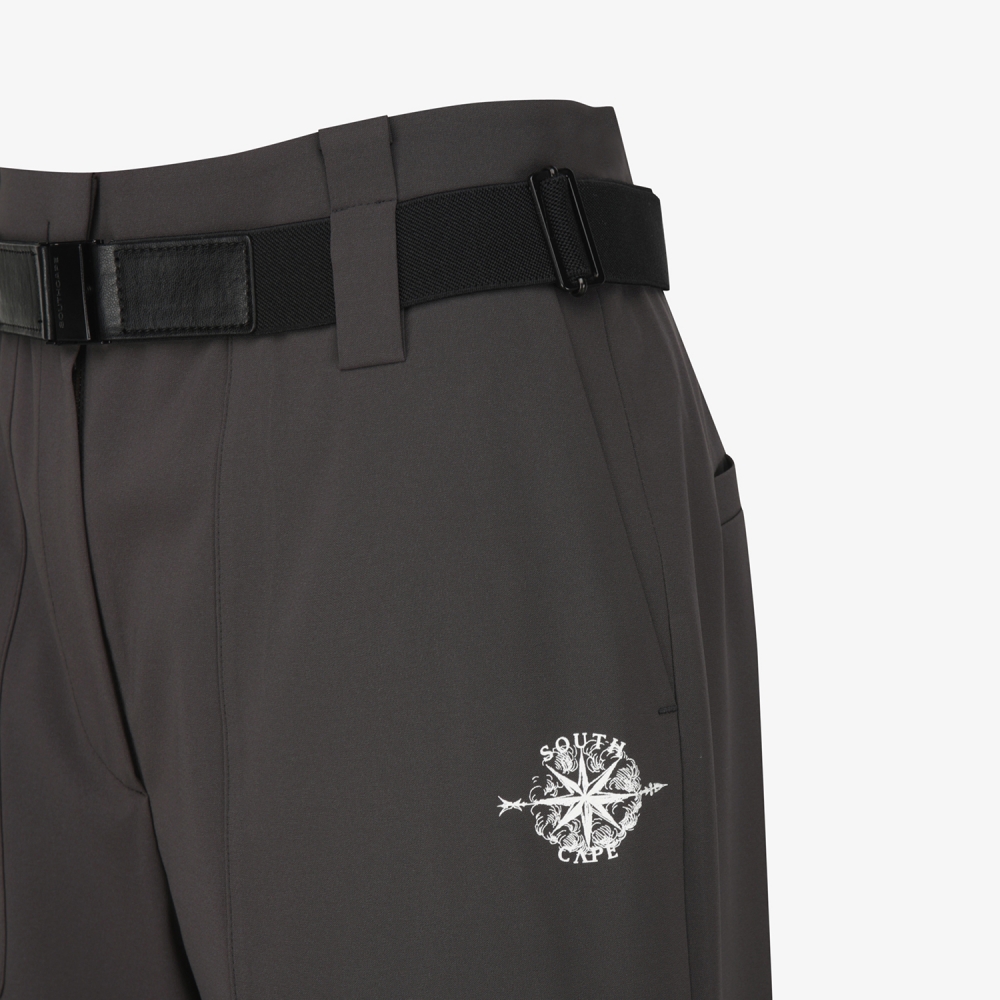 여성 사우스크로스 벨티드 슬림 부츠컷 팬츠_다크 브라운