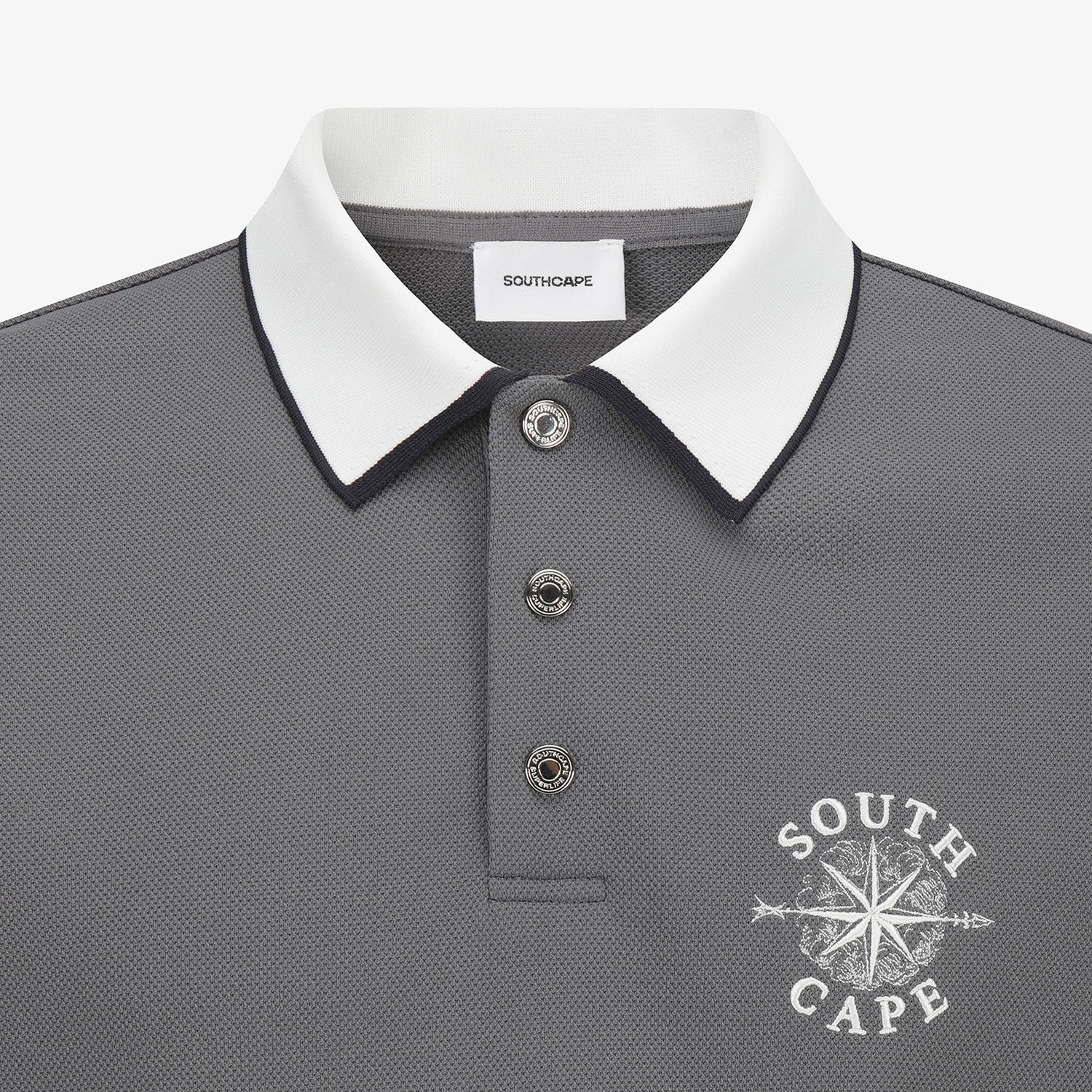 남성 사우스크로스 배색 라인 카라 티셔츠_그레이