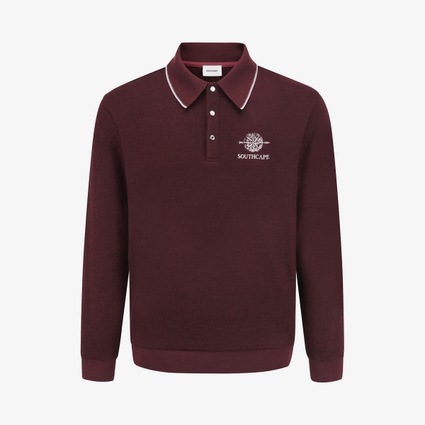 남성 사우스크로스 빅카라 긴팔 티셔츠_와인