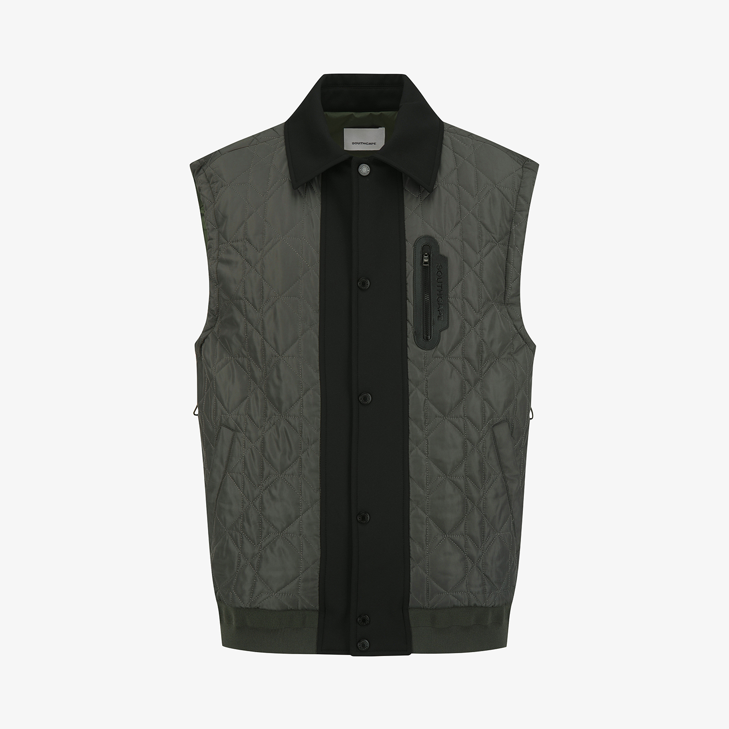 사우스케이프 남성 퀼팅 패딩 카라 베스트_카키