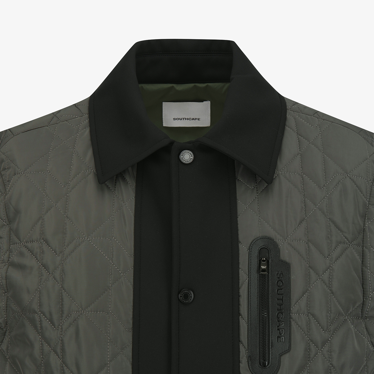 사우스케이프 남성 퀼팅 패딩 카라 베스트_카키