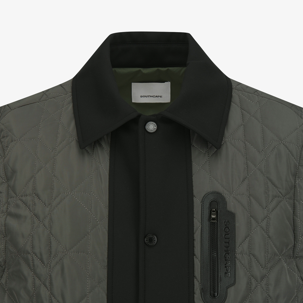 사우스케이프 남성 퀼팅 패딩 카라 베스트_카키