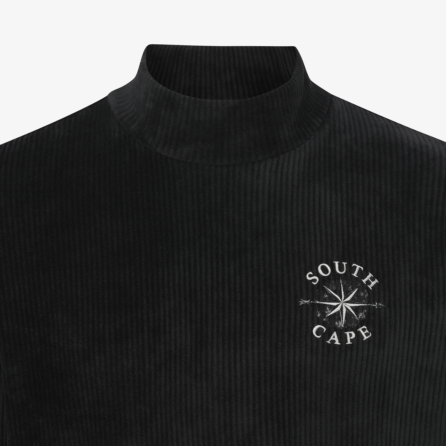 남성 사우스크로스 벨벳 터치 하이넥 스웨트 셔츠_블랙