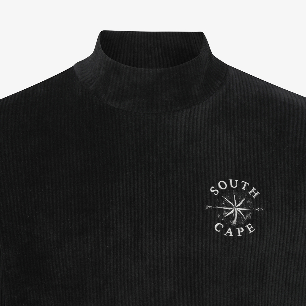 남성 사우스크로스 벨벳 터치 하이넥 스웨트 셔츠_블랙