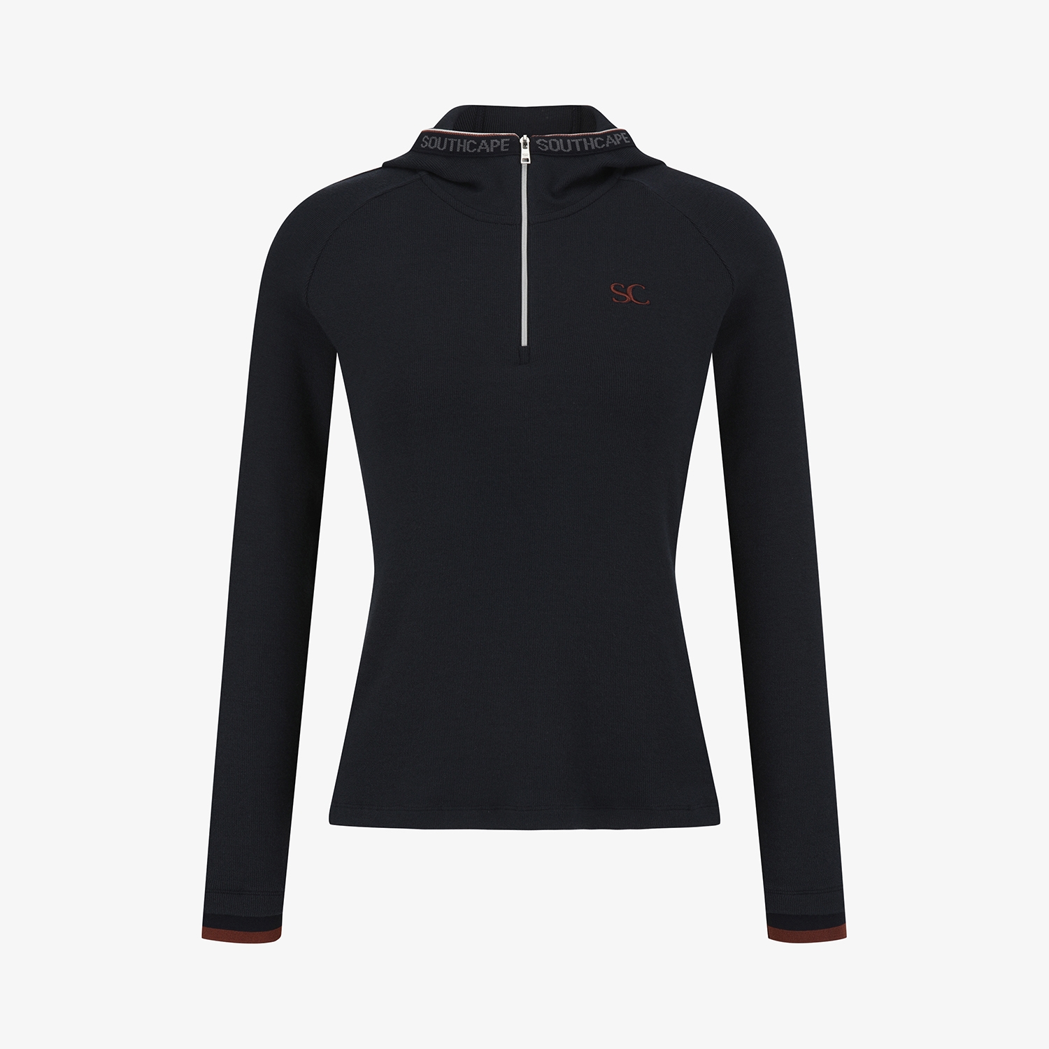 사우스케이프 여성 후드 하프집 베이스레이어_네이비