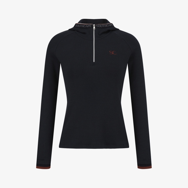 사우스케이프 여성 후드 하프집 베이스레이어_네이비