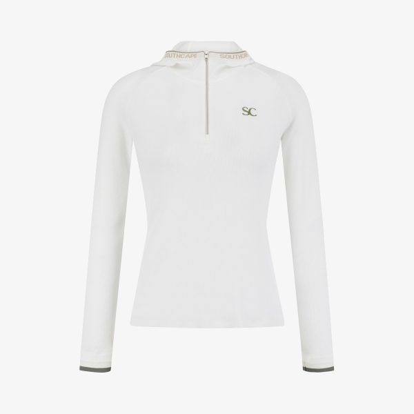 사우스케이프 여성 후드 하프집 베이스레이어_화이트