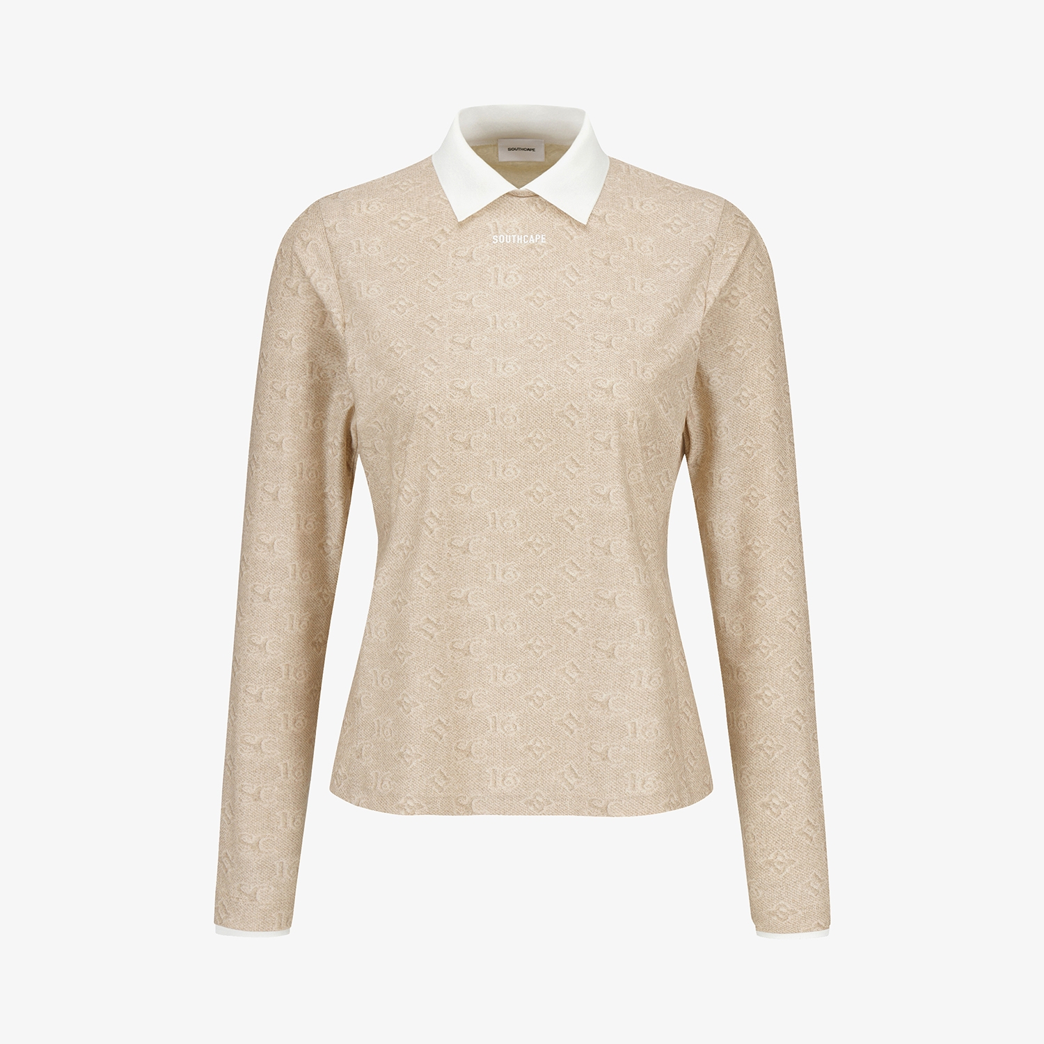 사우스케이프 여성 모노그램 패턴 카라 베이스레이어_베이지