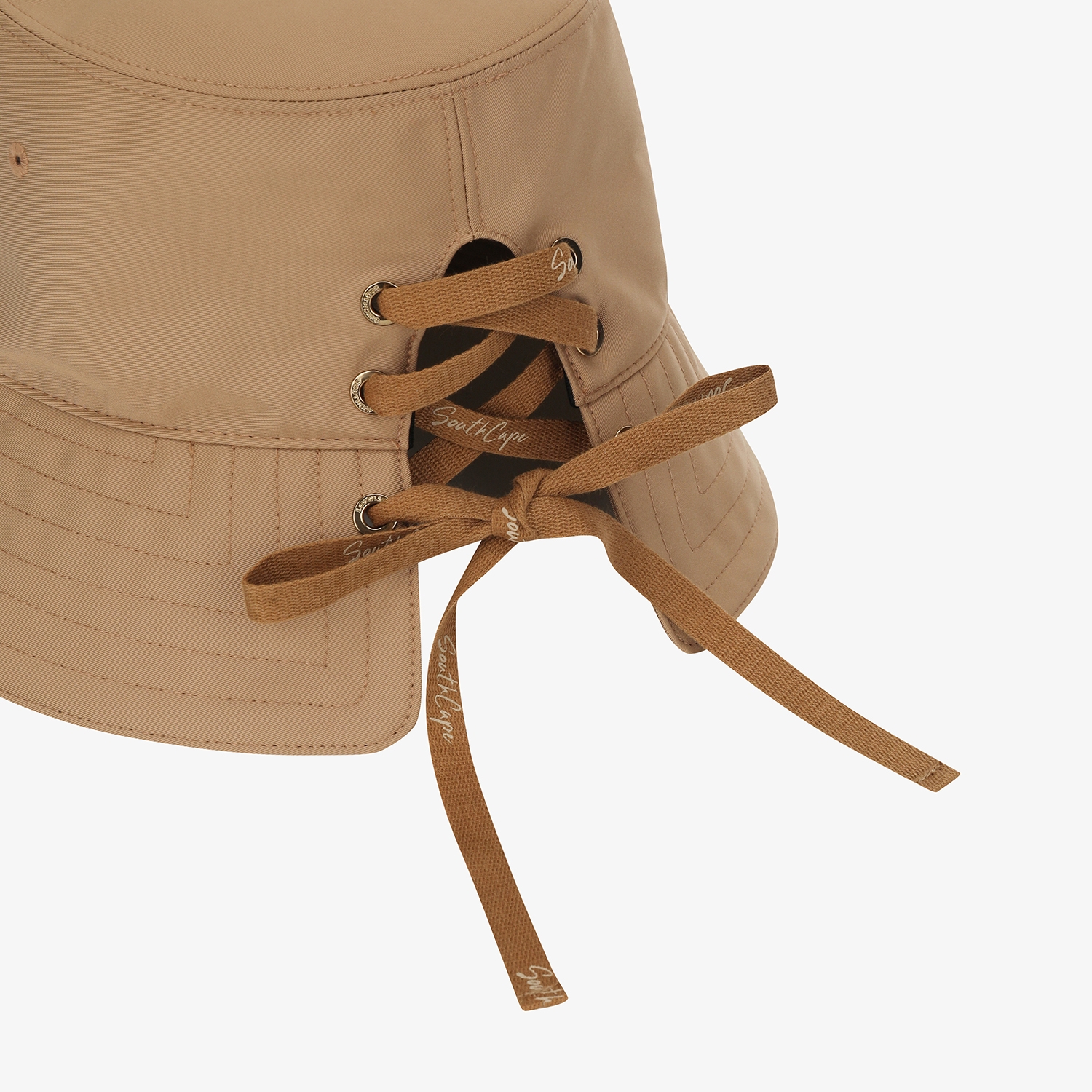 사우스케이프 여성 레이스업 리본 버킷햇_베이지