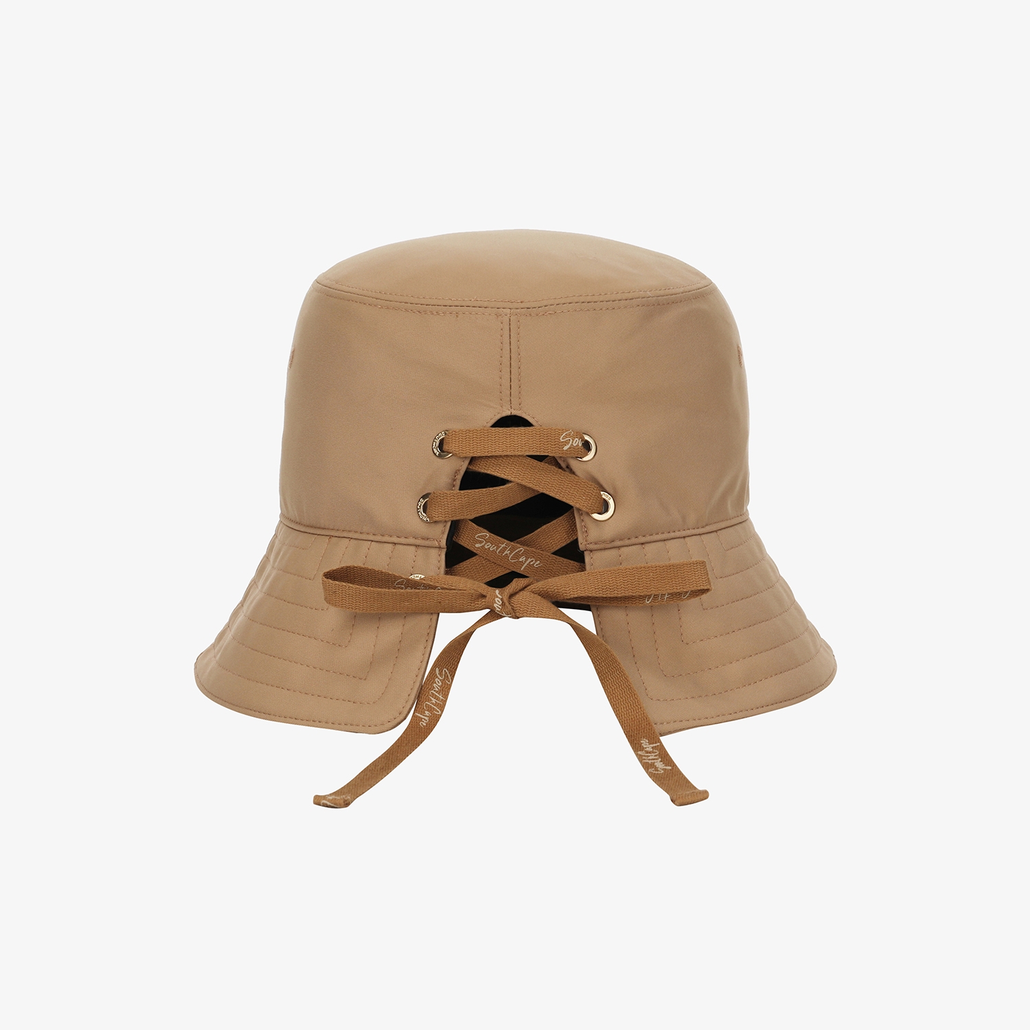 사우스케이프 여성 레이스업 리본 버킷햇_베이지