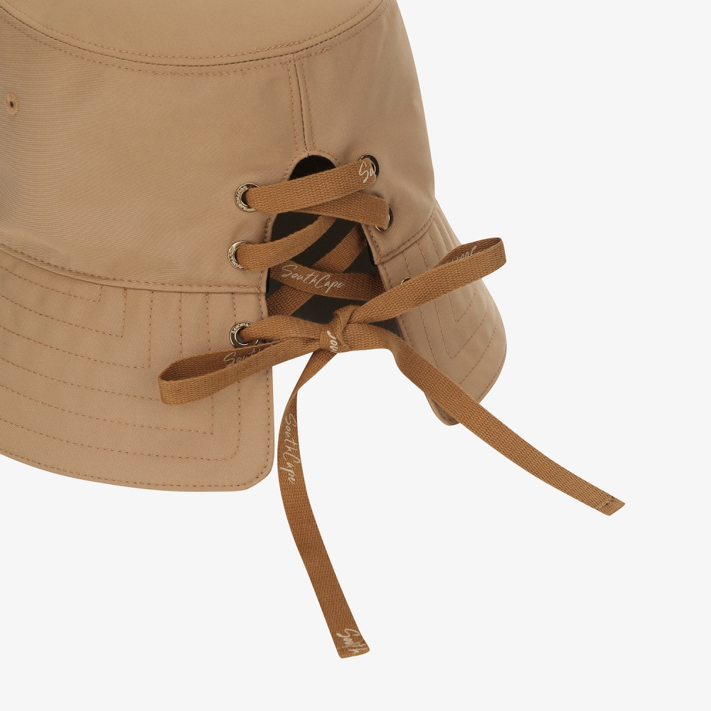 사우스케이프 여성 레이스업 리본 버킷햇_베이지