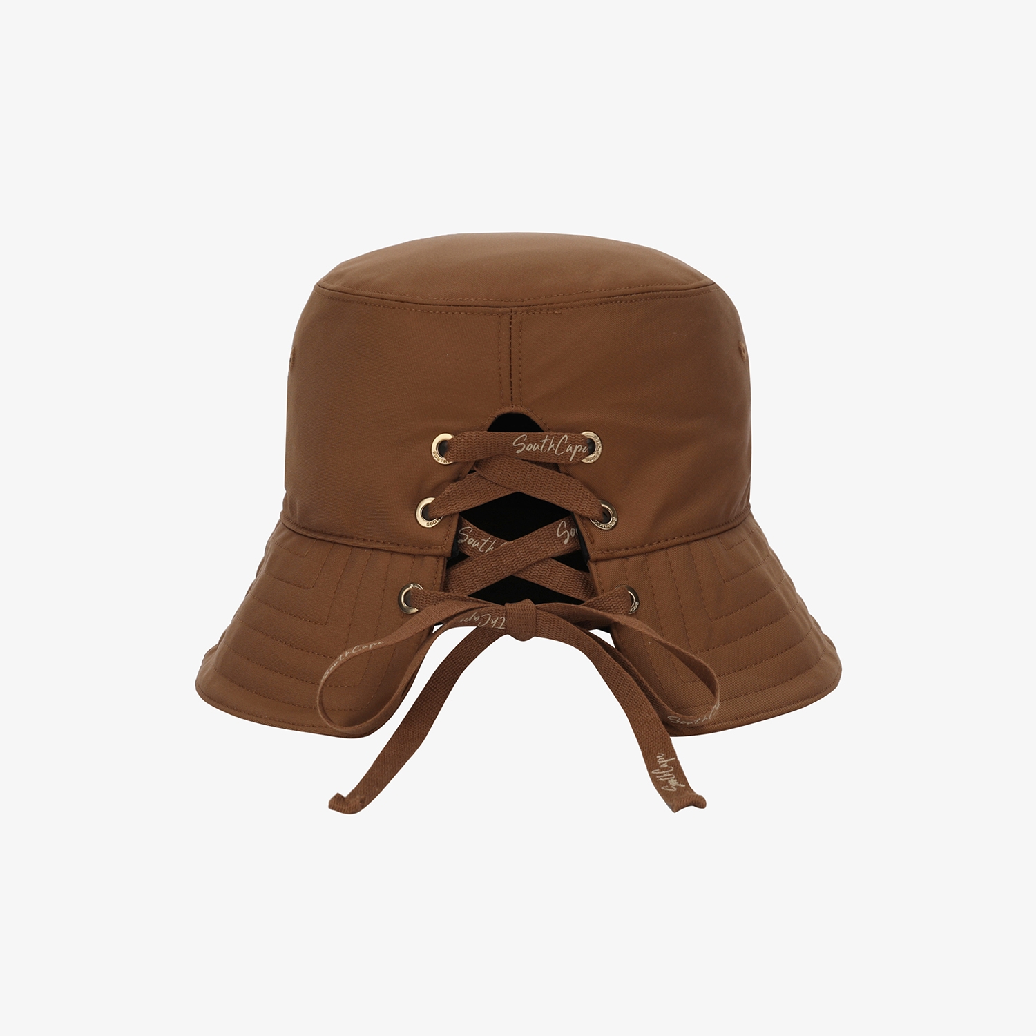 사우스케이프 여성 레이스업 리본 버킷햇_브라운