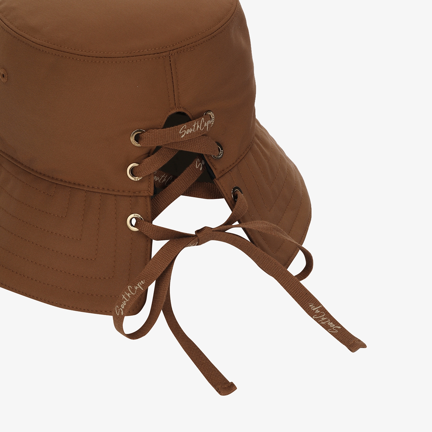 사우스케이프 여성 레이스업 리본 버킷햇_브라운
