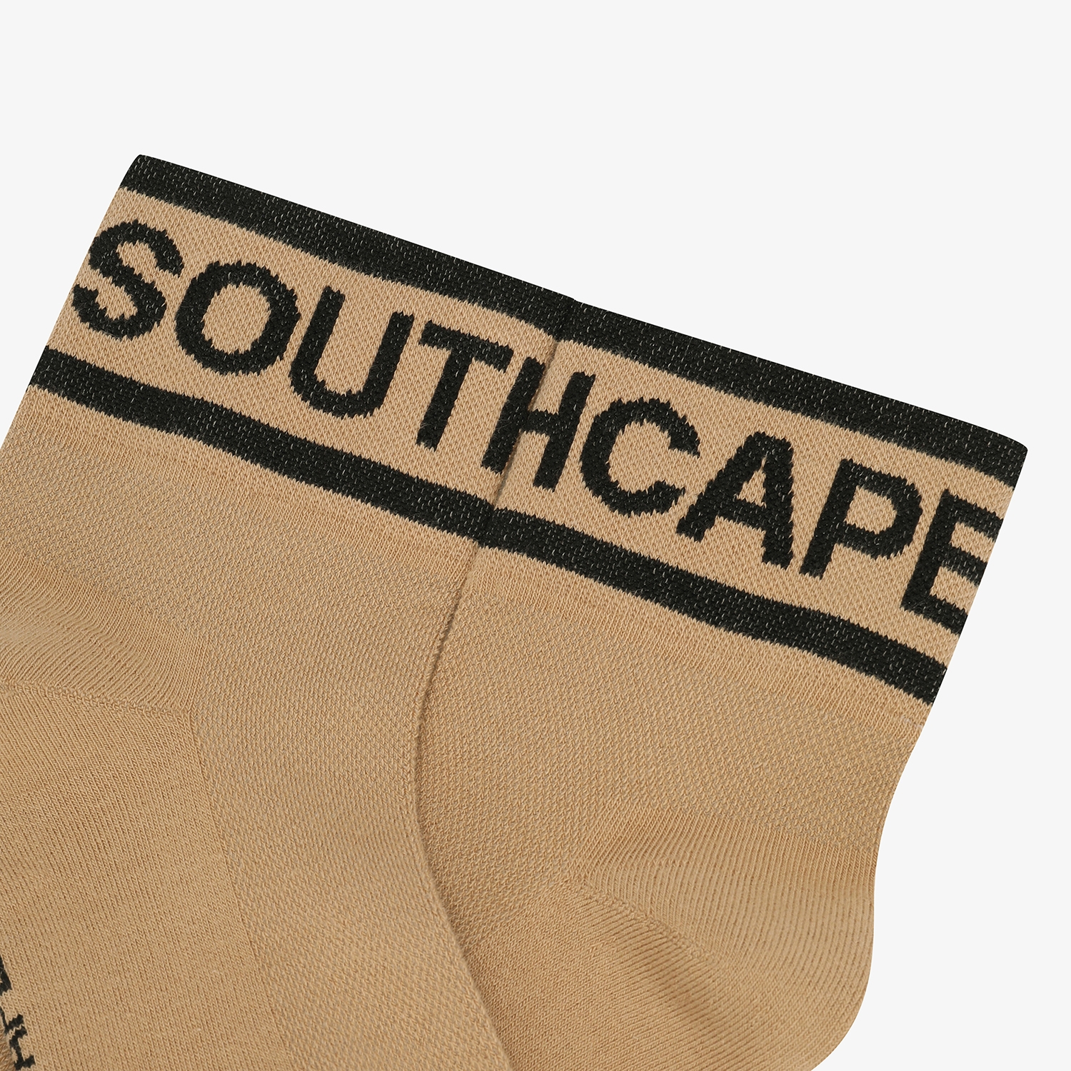 사우스케이프 여성 컬러 배색 로고 레터링 중목 삭스_베이지